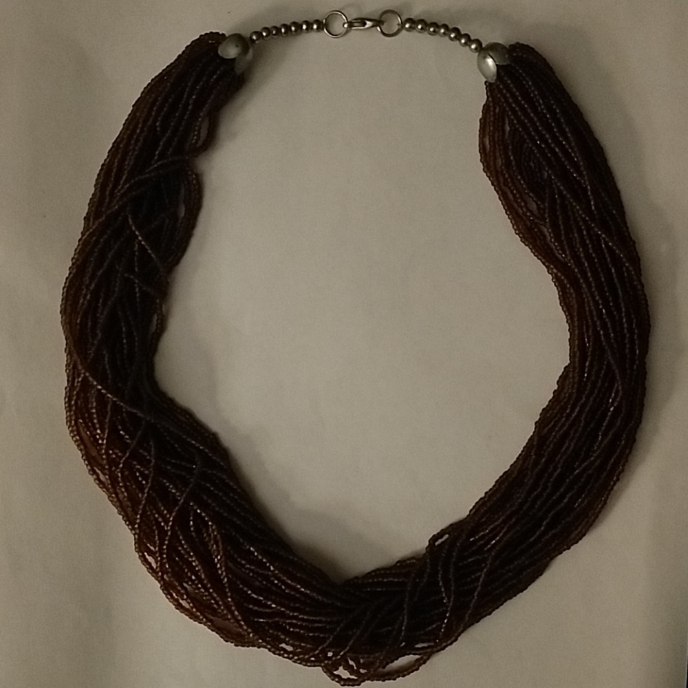 Brown bead twisted multi strand necklace